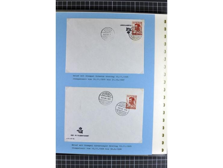 1875/1975, gestempelte Sammlung mit losen Marken, Briefstücken und Briefen, dabei Mi-Nr. 1 + DK 67 auf 4 Briefen, Halbierung 