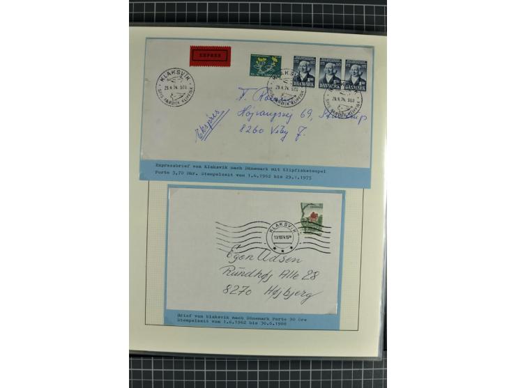 1875/1975, gestempelte Sammlung mit losen Marken, Briefstücken und Briefen, dabei Mi-Nr. 1 + DK 67 auf 4 Briefen, Halbierung 