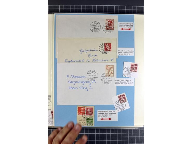 1875/1975, gestempelte Sammlung mit losen Marken, Briefstücken und Briefen, dabei Mi-Nr. 1 + DK 67 auf 4 Briefen, Halbierung 