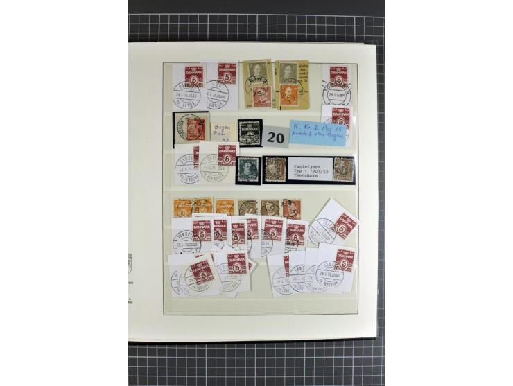 1875/1975, gestempelte Sammlung mit losen Marken, Briefstücken und Briefen, dabei Mi-Nr. 1 + DK 67 auf 4 Briefen, Halbierung 