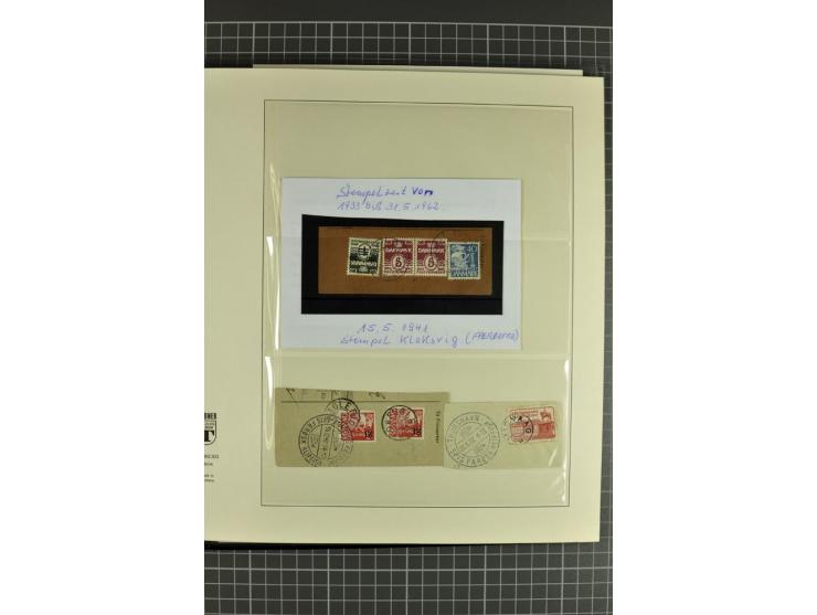 1875/1975, gestempelte Sammlung mit losen Marken, Briefstücken und Briefen, dabei Mi-Nr. 1 + DK 67 auf 4 Briefen, Halbierung 