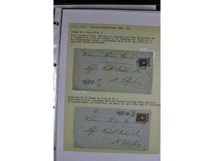 1858/77, Spezialsammlung der Punktnummernstempel auf 72 Briefen und 115 Marken/Briefstücken mit Entwertungen des zaristischen
