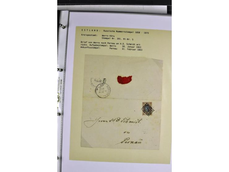 1858/77, Spezialsammlung der Punktnummernstempel auf 72 Briefen und 115 Marken/Briefstücken mit Entwertungen des zaristischen