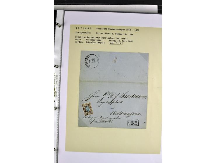 1858/77, Spezialsammlung der Punktnummernstempel auf 72 Briefen und 115 Marken/Briefstücken mit Entwertungen des zaristischen