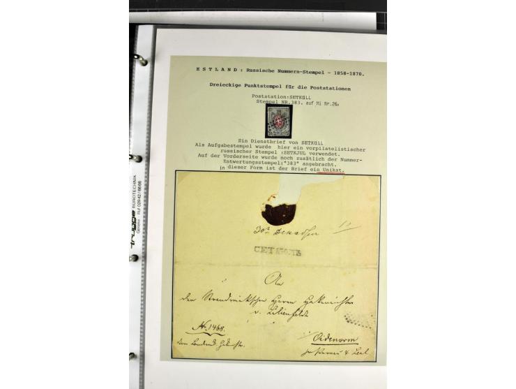 1858/77, Spezialsammlung der Punktnummernstempel auf 72 Briefen und 115 Marken/Briefstücken mit Entwertungen des zaristischen
