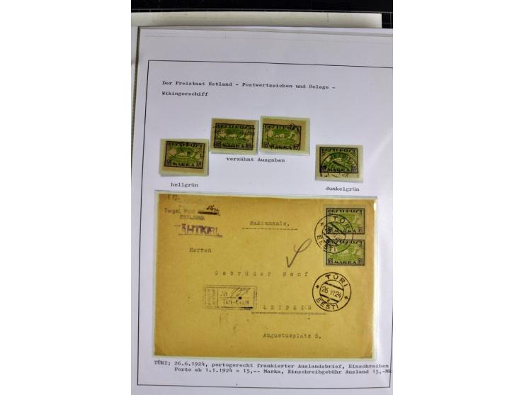 1918/40, postfrische, ungebrauchte und gestempelte Sammlung mit Briefen, Karten und Ganzsachen, dabei u.a. Mi.-Nr. 43-44A ung