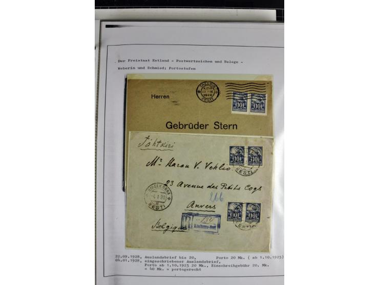 1918/40, postfrische, ungebrauchte und gestempelte Sammlung mit Briefen, Karten und Ganzsachen, dabei u.a. Mi.-Nr. 43-44A ung