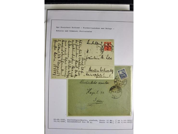 1918/40, postfrische, ungebrauchte und gestempelte Sammlung mit Briefen, Karten und Ganzsachen, dabei u.a. Mi.-Nr. 43-44A ung