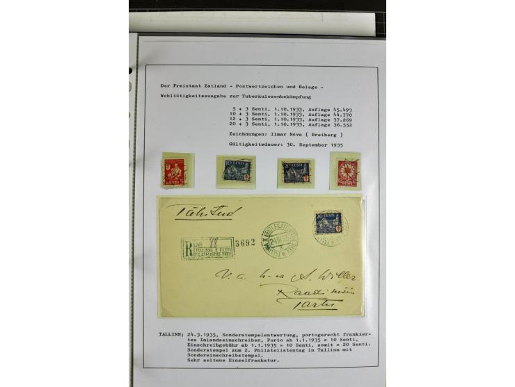 1918/40, postfrische, ungebrauchte und gestempelte Sammlung mit Briefen, Karten und Ganzsachen, dabei u.a. Mi.-Nr. 43-44A ung