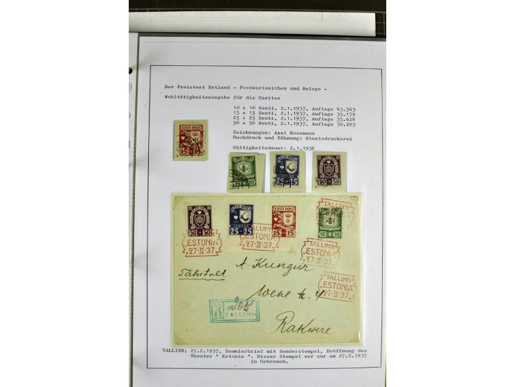 1918/40, postfrische, ungebrauchte und gestempelte Sammlung mit Briefen, Karten und Ganzsachen, dabei u.a. Mi.-Nr. 43-44A ung