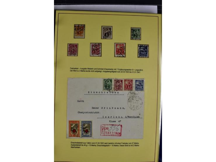 1918/40, postfrische, ungebrauchte und gestempelte Sammlung mit Briefen, Karten und Ganzsachen, dabei u.a. Mi.-Nr. 43-44A ung