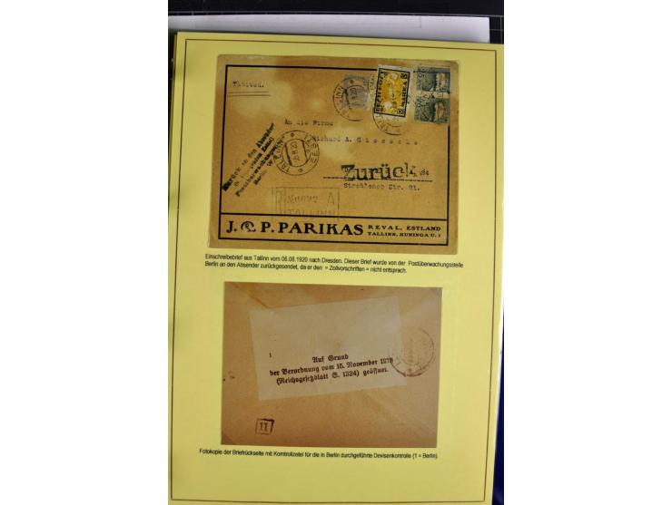 1918/40, postfrische, ungebrauchte und gestempelte Sammlung mit Briefen, Karten und Ganzsachen, dabei u.a. Mi.-Nr. 43-44A ung