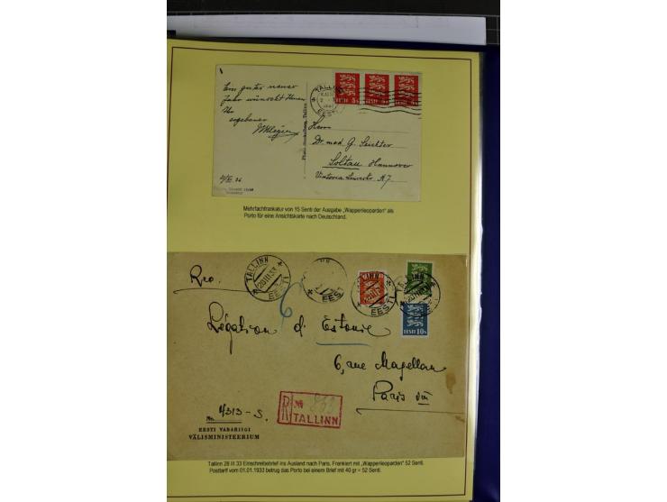 1918/40, postfrische, ungebrauchte und gestempelte Sammlung mit Briefen, Karten und Ganzsachen, dabei u.a. Mi.-Nr. 43-44A ung