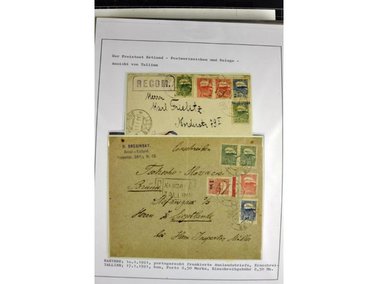 1918/40, postfrische, ungebrauchte und gestempelte Sammlung mit Briefen, Karten und Ganzsachen, dabei u.a. Mi.-Nr. 43-44A ung