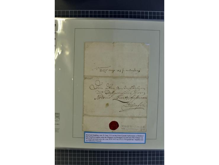 1669/1858, 177 Briefe und Postdokumente, dabei 6 Briefe aus der schwedischen Zeit, 58 Briefe der russischen Ostseeprovinzen E