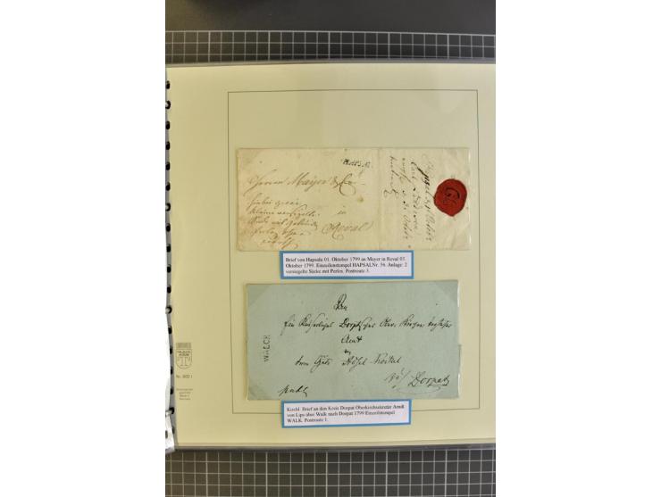 1669/1858, 177 Briefe und Postdokumente, dabei 6 Briefe aus der schwedischen Zeit, 58 Briefe der russischen Ostseeprovinzen E