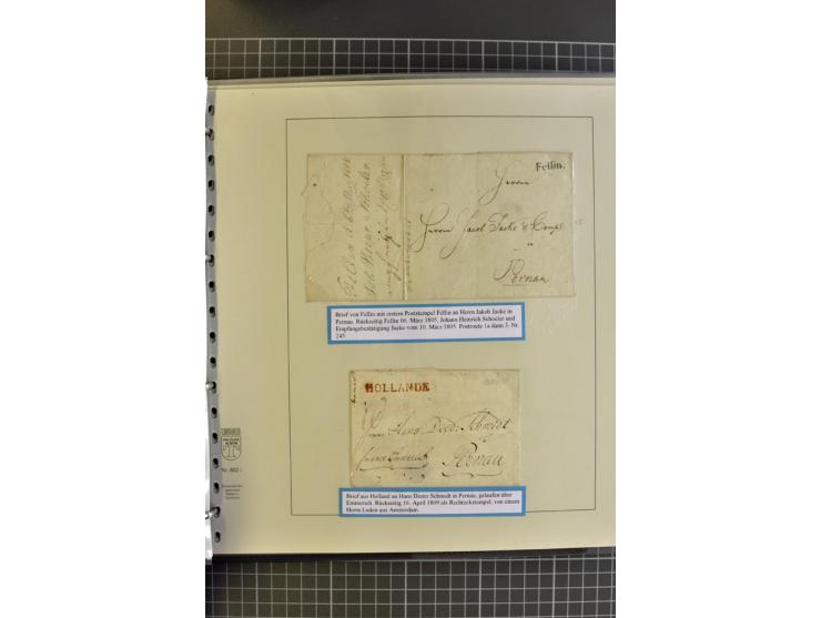 1669/1858, 177 Briefe und Postdokumente, dabei 6 Briefe aus der schwedischen Zeit, 58 Briefe der russischen Ostseeprovinzen E