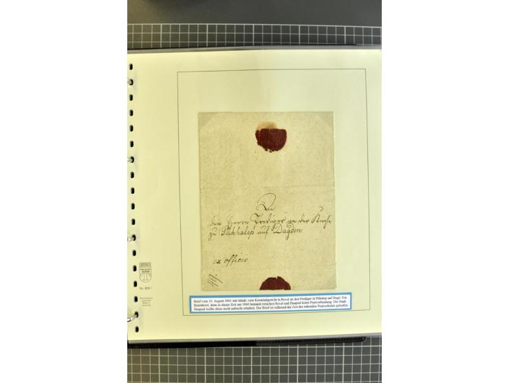1669/1858, 177 Briefe und Postdokumente, dabei 6 Briefe aus der schwedischen Zeit, 58 Briefe der russischen Ostseeprovinzen E