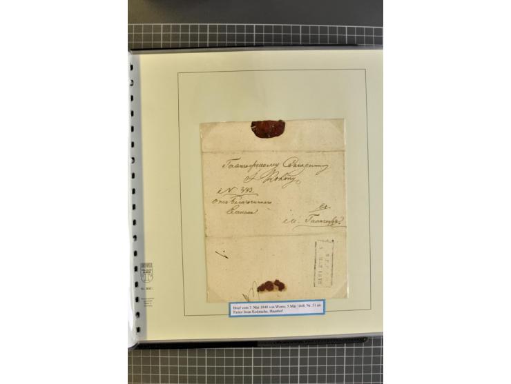 1669/1858, 177 Briefe und Postdokumente, dabei 6 Briefe aus der schwedischen Zeit, 58 Briefe der russischen Ostseeprovinzen E