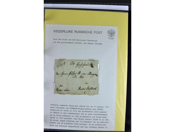 1785/1857, 44 Briefe der kaiserlich russischen Post im Gouvernement Livland, dem nachmaligen Estland, dabei Cholerabrief mit 