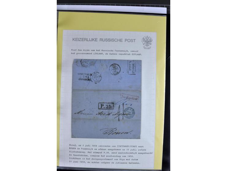 1785/1857, 44 Briefe der kaiserlich russischen Post im Gouvernement Livland, dem nachmaligen Estland, dabei Cholerabrief mit 