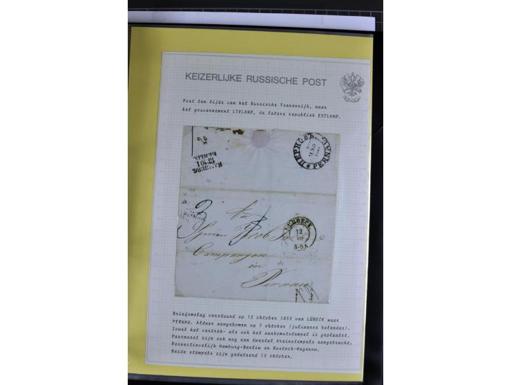 1785/1857, 44 Briefe der kaiserlich russischen Post im Gouvernement Livland, dem nachmaligen Estland, dabei Cholerabrief mit 