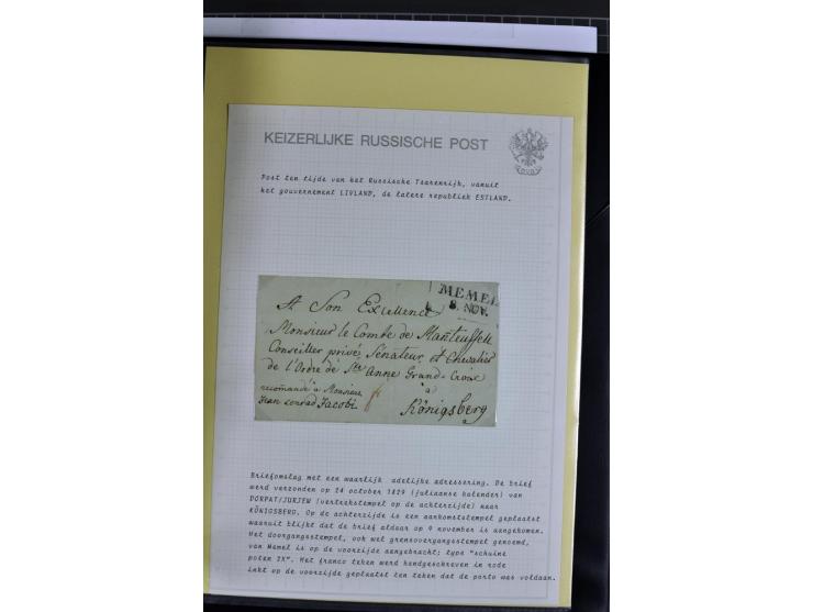 1785/1857, 44 Briefe der kaiserlich russischen Post im Gouvernement Livland, dem nachmaligen Estland, dabei Cholerabrief mit 