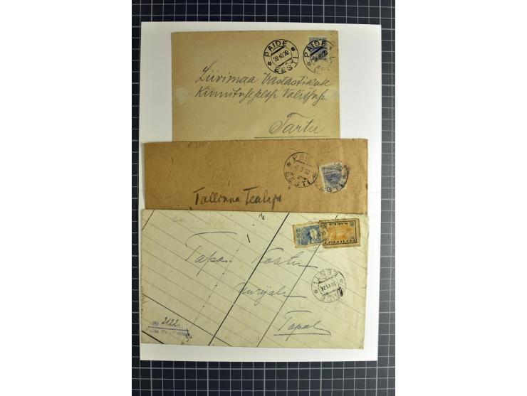 1920/21, 9 verschiedene Briefe mit Postmeisterzähnungen, ein Brief mit Aktenlochung, sonst in guter Erhaltung