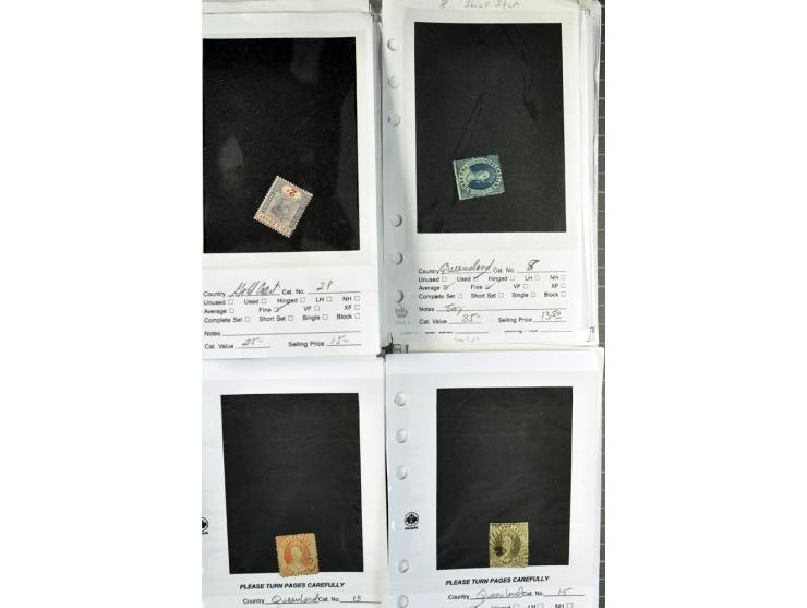 1840/1950, ungebrauchter, postfrischer und gestempelter Lagerbestand auf Verkaufskärtchen aus altem Händlerbestand "Miami Sou
