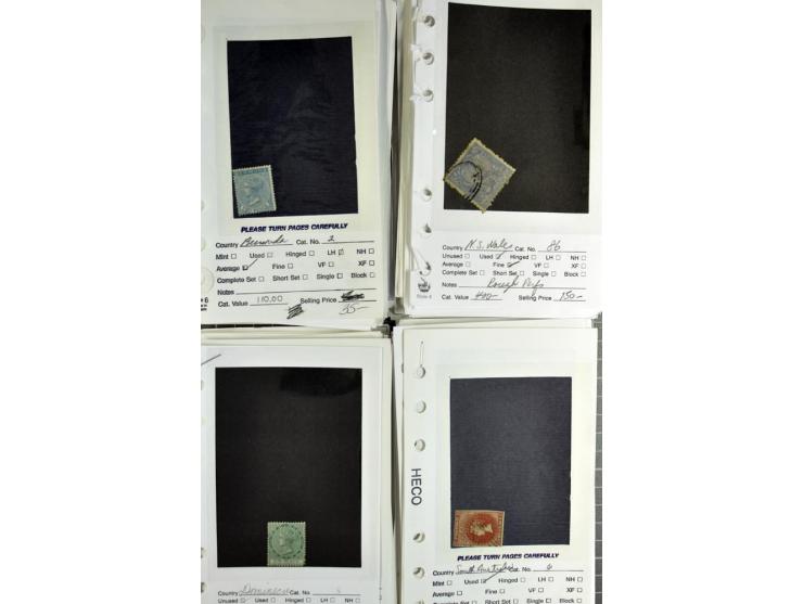 1840/1950, ungebrauchter, postfrischer und gestempelter Lagerbestand auf Verkaufskärtchen aus altem Händlerbestand "Miami Sou