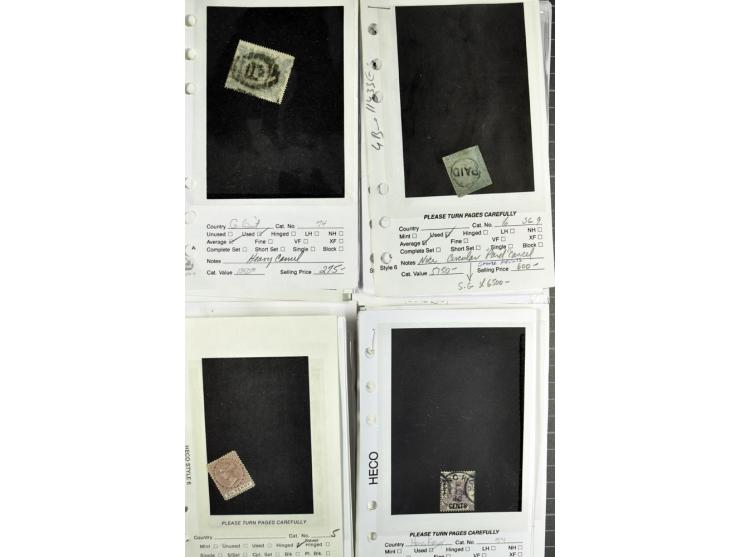 1840/1950, ungebrauchter, postfrischer und gestempelter Lagerbestand auf Verkaufskärtchen aus altem Händlerbestand "Miami Sou