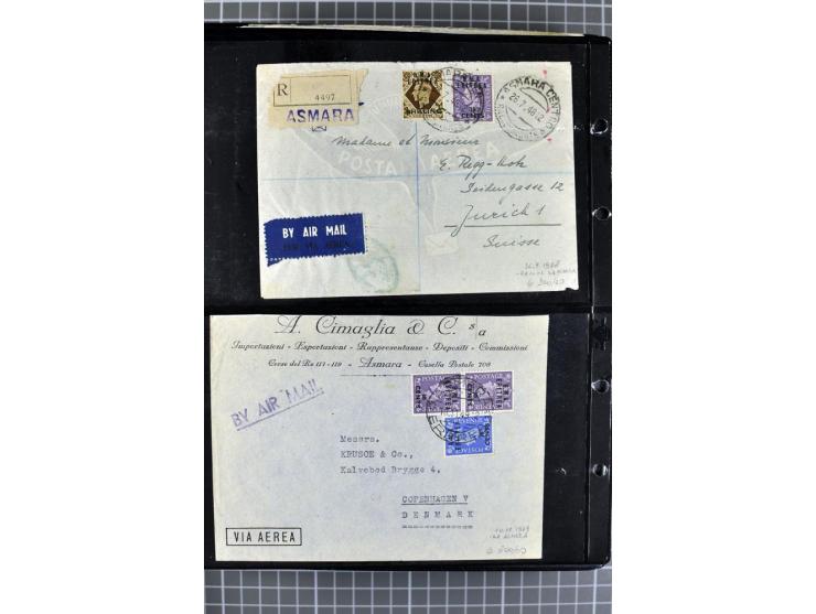BRITISCHE BESETZUNG ITALIENISCHER KOLONIEN: 1941/52, sehr interessanter Posten von rund 400 Briefen und Karten, dabei Reco, L
