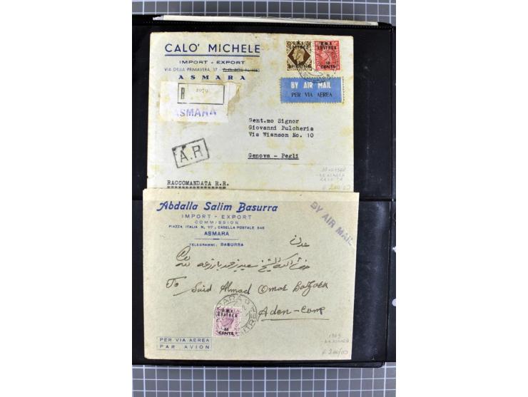 BRITISCHE BESETZUNG ITALIENISCHER KOLONIEN: 1941/52, sehr interessanter Posten von rund 400 Briefen und Karten, dabei Reco, L