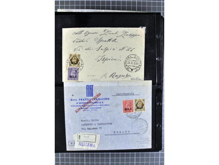 BRITISCHE BESETZUNG ITALIENISCHER KOLONIEN: 1941/52, sehr interessanter Posten von rund 400 Briefen und Karten, dabei Reco, L