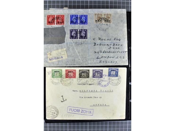 BRITISCHE BESETZUNG ITALIENISCHER KOLONIEN: 1941/52, sehr interessanter Posten von rund 400 Briefen und Karten, dabei Reco, L
