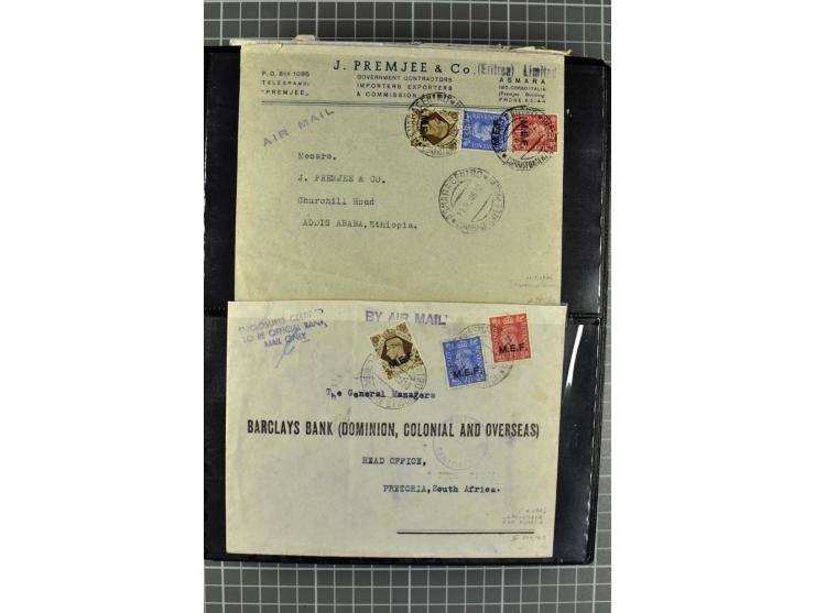 BRITISCHE BESETZUNG ITALIENISCHER KOLONIEN: 1941/52, sehr interessanter Posten von rund 400 Briefen und Karten, dabei Reco, L