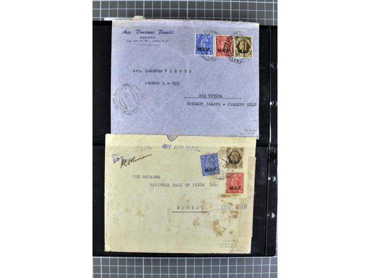 BRITISCHE BESETZUNG ITALIENISCHER KOLONIEN: 1941/52, sehr interessanter Posten von rund 400 Briefen und Karten, dabei Reco, L
