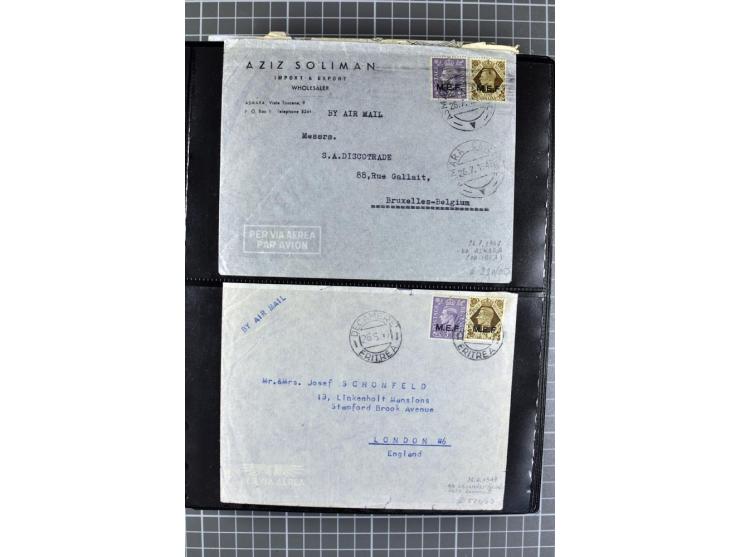 BRITISCHE BESETZUNG ITALIENISCHER KOLONIEN: 1941/52, sehr interessanter Posten von rund 400 Briefen und Karten, dabei Reco, L