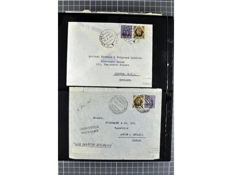 BRITISCHE BESETZUNG ITALIENISCHER KOLONIEN: 1941/52, sehr interessanter Posten von rund 400 Briefen und Karten, dabei Reco, L