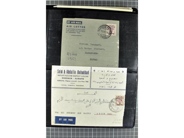 BRITISCHE BESETZUNG ITALIENISCHER KOLONIEN: 1941/52, sehr interessanter Posten von rund 400 Briefen und Karten, dabei Reco, L