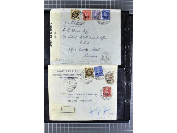 BRITISCHE BESETZUNG ITALIENISCHER KOLONIEN: 1941/52, sehr interessanter Posten von rund 400 Briefen und Karten, dabei Reco, L