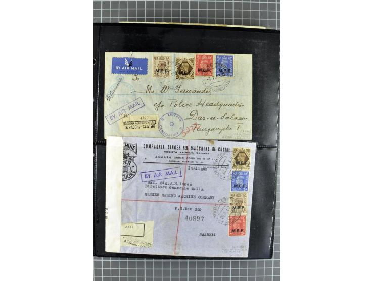 BRITISCHE BESETZUNG ITALIENISCHER KOLONIEN: 1941/52, sehr interessanter Posten von rund 400 Briefen und Karten, dabei Reco, L