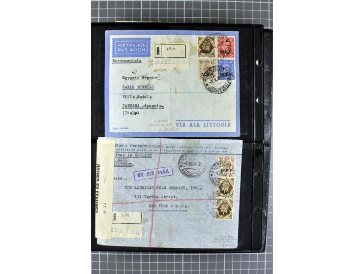 BRITISCHE BESETZUNG ITALIENISCHER KOLONIEN: 1941/52, sehr interessanter Posten von rund 400 Briefen und Karten, dabei Reco, L