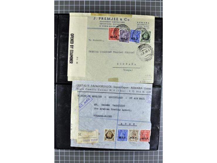 BRITISCHE BESETZUNG ITALIENISCHER KOLONIEN: 1941/52, sehr interessanter Posten von rund 400 Briefen und Karten, dabei Reco, L