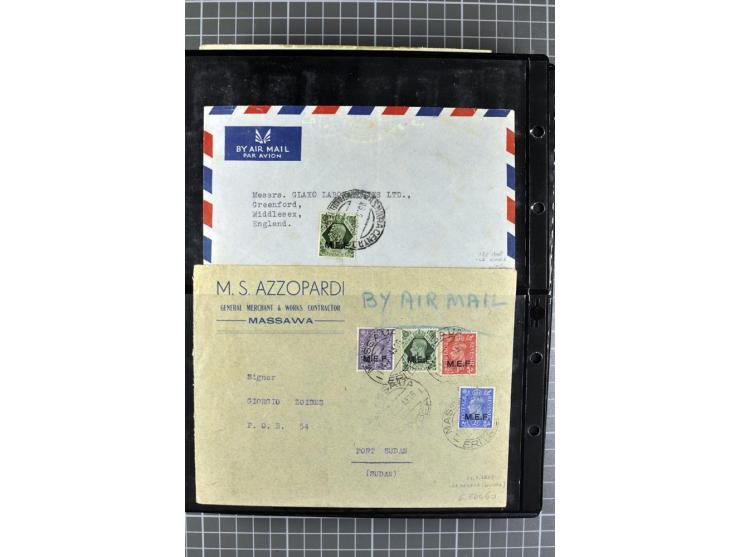 BRITISCHE BESETZUNG ITALIENISCHER KOLONIEN: 1941/52, sehr interessanter Posten von rund 400 Briefen und Karten, dabei Reco, L