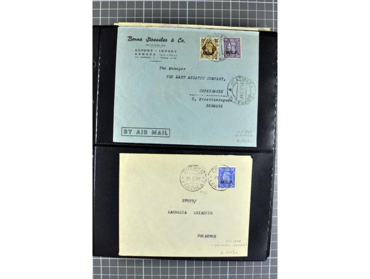 BRITISCHE BESETZUNG ITALIENISCHER KOLONIEN: 1941/52, sehr interessanter Posten von rund 400 Briefen und Karten, dabei Reco, L