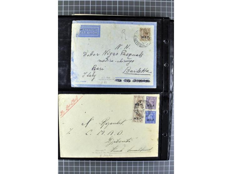 BRITISCHE BESETZUNG ITALIENISCHER KOLONIEN: 1941/52, sehr interessanter Posten von rund 400 Briefen und Karten, dabei Reco, L