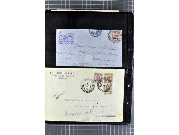 BRITISCHE BESETZUNG ITALIENISCHER KOLONIEN: 1941/52, sehr interessanter Posten von rund 400 Briefen und Karten, dabei Reco, L