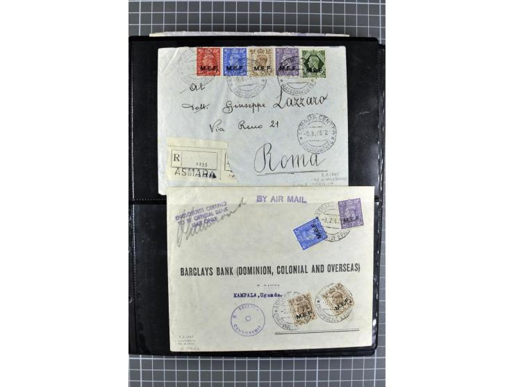 BRITISCHE BESETZUNG ITALIENISCHER KOLONIEN: 1941/52, sehr interessanter Posten von rund 400 Briefen und Karten, dabei Reco, L