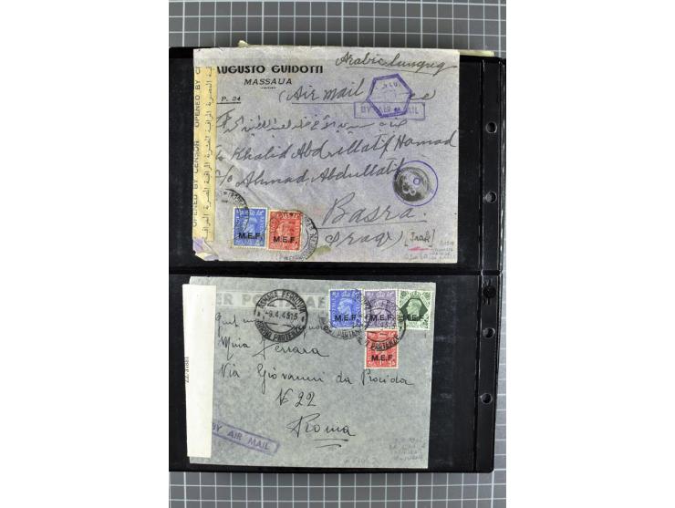 BRITISCHE BESETZUNG ITALIENISCHER KOLONIEN: 1941/52, sehr interessanter Posten von rund 400 Briefen und Karten, dabei Reco, L